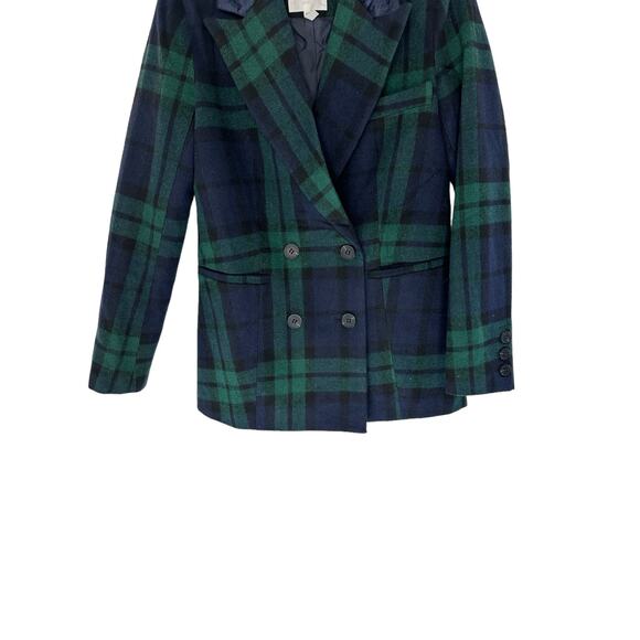 Avec Les Filles Navy Plaid Preppy Dark Academia Double Breasted Blazer Size XS - Picture 4 of 14